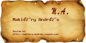 Makláry András névjegykártya